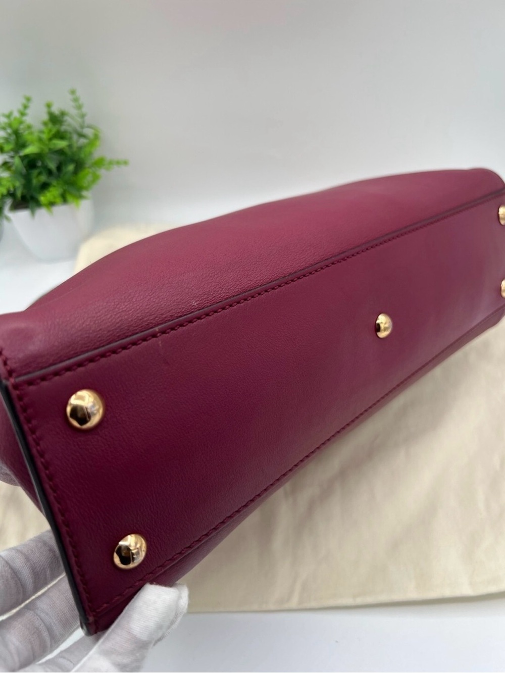 Fendi Medium Peekaboo in Burgundy Leather - Picture 10 of 10